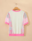 Floral Colorblock Patchwork Short Sleeve Top