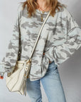 Camo Reverse Seam Drop Shoulder Sweatshirt