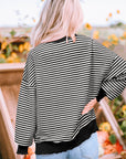 Stripe Drop Shoulder Long Sleeve Top