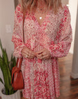 Melody Floral Tassel Tie Long Sleeve Mini Dress
