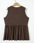 Plus Size Solid Bow-Tie Peplum Tank Top