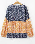 Cecilia Floral Ruffled Hem Round Neck Blouse