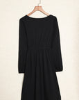 Solid Button-Up Scoop Neck Dress