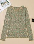 Amber Vintage Floral Mesh Long Sleeve Top