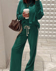 Solid Varsity Stripe Top and  Pants Set