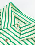 Stripe Short Sleeve Buttoned Collar Belted Romper