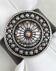 Antique Silver Flower and Dots Western Concho Napkin Ring 