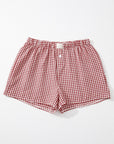 Gingham Plaid High Elastic Waist Shorts