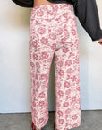 Floral Denim High Waist Pants