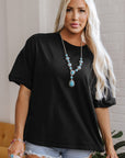 Solid Short Sleeve Hi Low Hem T-Shirt