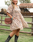 Leila Plus Size Cuffed Sleeve Empire Waist Dress