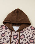 Plus Size Leopard Knit Patchwork Hoodie