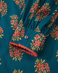 Plus Size Floral Lace Trim Pleated Buttoned Shirt