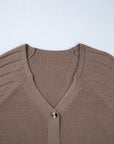 Textured Knit Button Front V-Neck Cardigan
