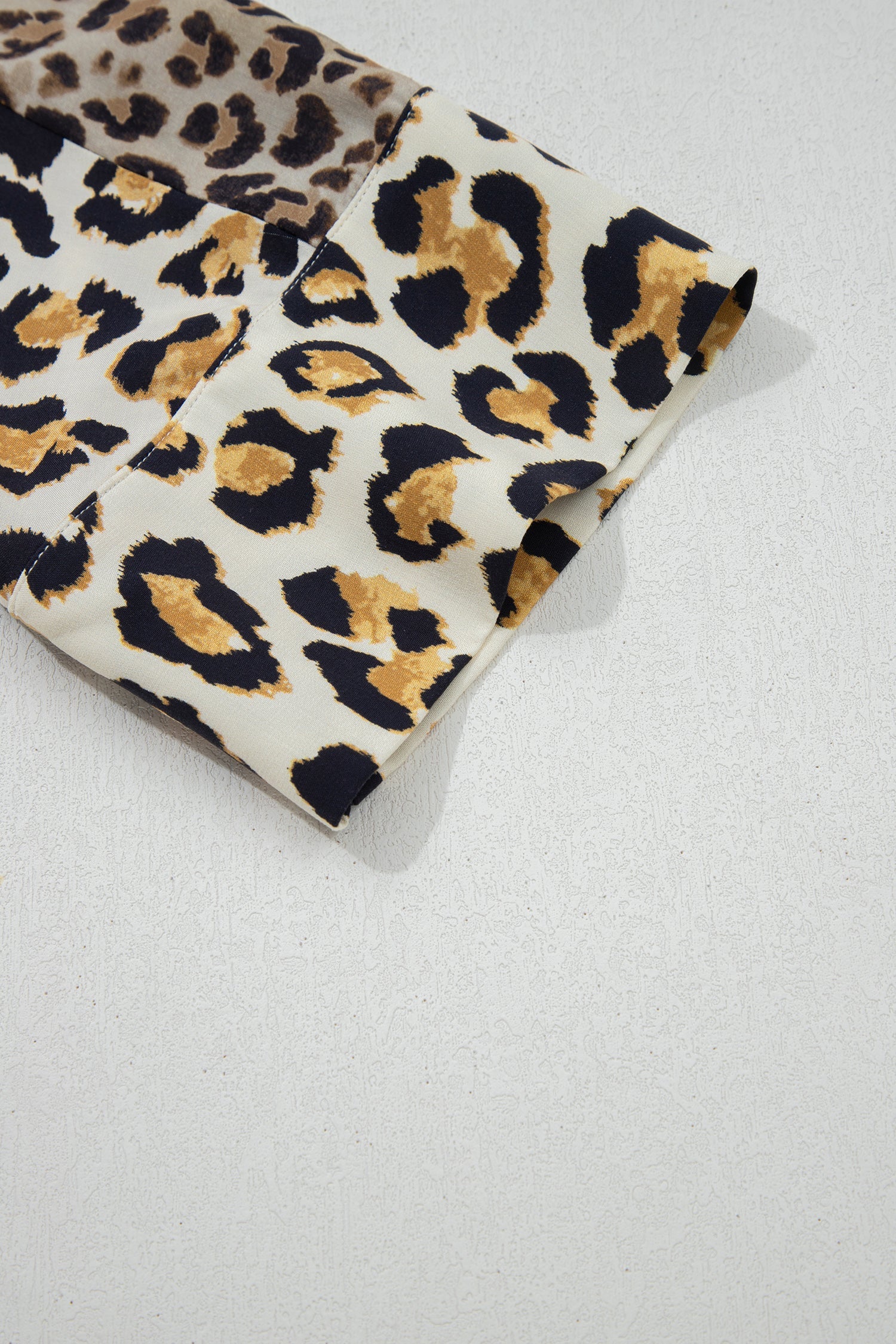 Leopard Patchwork 3/4 Sleeve Buttoned Shirt