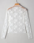 Floral Lace Sheer Mesh Long Sleeve Top