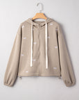 Bow Embroidered Zip-Up Hoodie