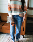 Stripe Colorblock Drop Shoulder Sweater