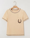 Horseshoe Embroidered Patch Pocket Tee