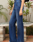 Denim Double Button Straight Leg Jeans