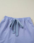 Flounce Long Sleeve Top and Drawstring Pants Set
