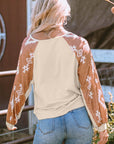 Mila Western Print Patch Long Sleeve Top