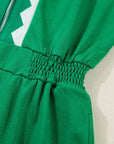 Geometric Patchwork Half-Zip Elastic Waist Dress
