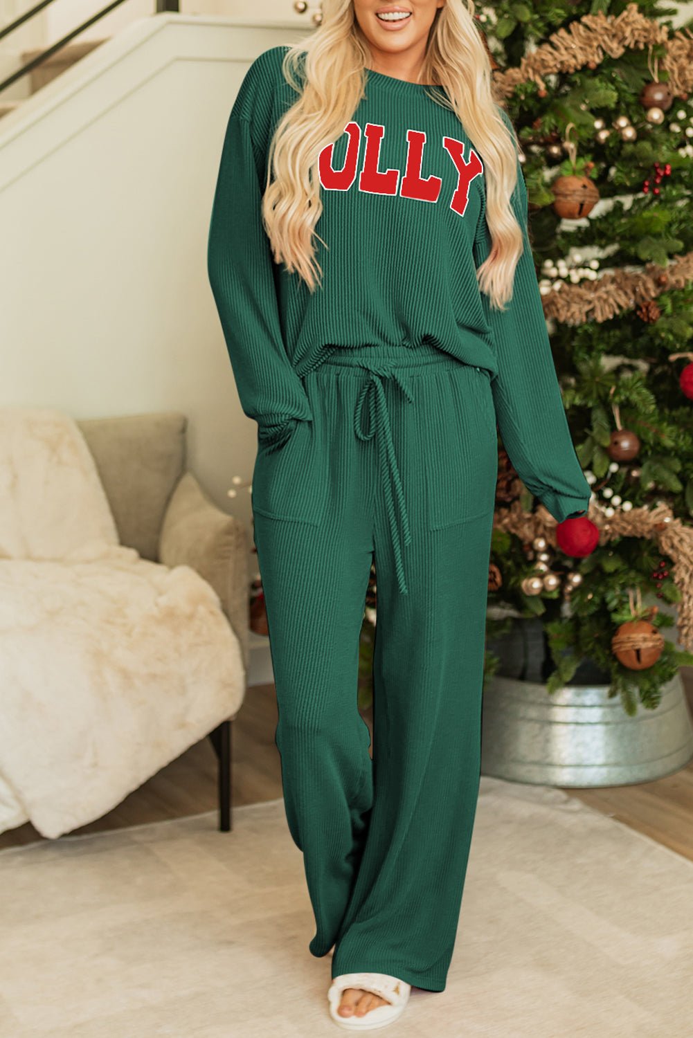 Ava Fiery Jolly Corded Long Sleeve Top
