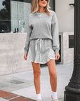 Lace Patchwork Pullover and  Drawstring Skort Set