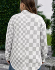 Plus Size Checker Button-Up Western Jacket