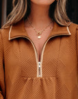Danielle Zip Collar Textured Mini Dress