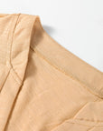 Solid V-Neck Button Long Sleeve Top