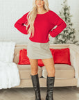 Bow Tie Backless Bubble Sleeve Sweater