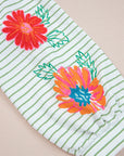 Ashley Stripe Flower Puff Sleeve V Neck Babydoll Blouse