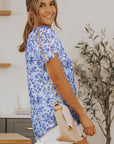 Ellie Flutter Sleeve V Neck Floral Blouse