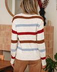 Stripe Drop Shoulder Exposed Seam Sweater