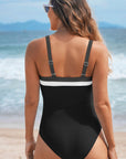 Colorblock Square Neckline One-Piece Swimsuit