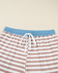 Plus Size Stripe Contrast Trim Pullover and Shorts Set