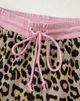 Leopard Contrast Edge Pullover and Shorts Set