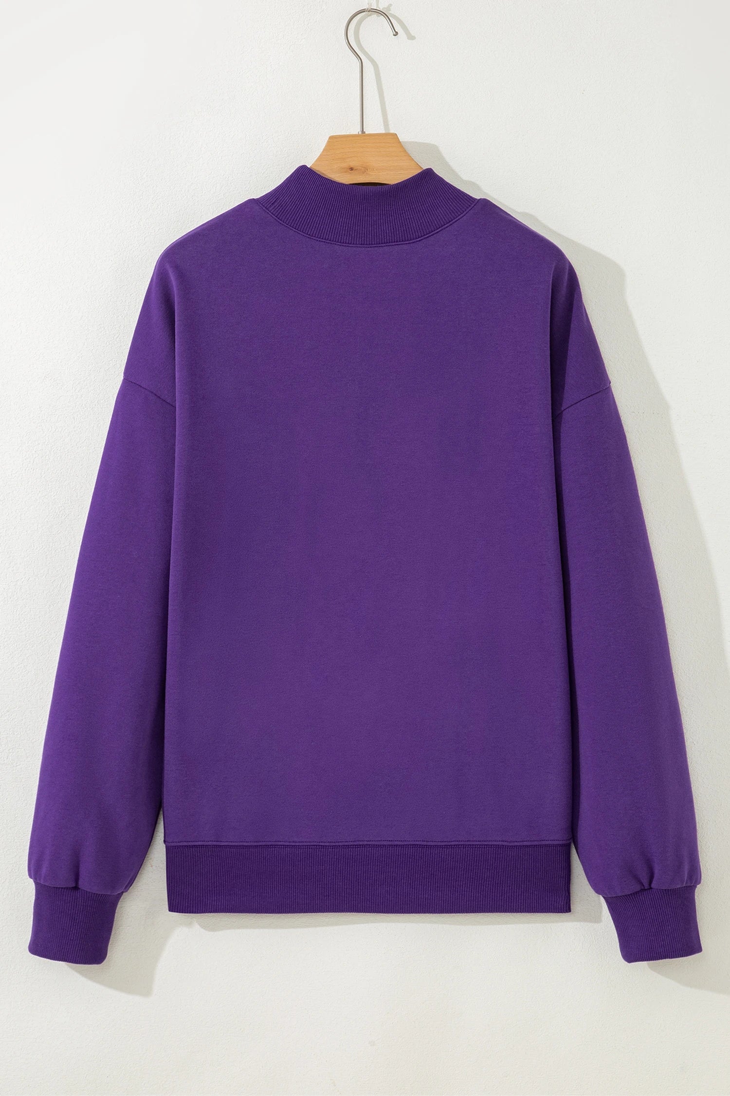 Solid Mock Neck Drop Shoulder Oversize Sweatshirt