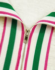 Felitina Patchwork Zip Collar Pullover
