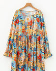 Plus Size Floral Ruffle Long Sleeve Dress