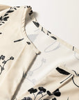 Floral Split Neck Long Sleeve Blouse