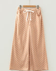 Polka Dot Drawstring High Waist Wide Leg Pants