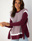 Stripe Colorblock Patchwork Dolman Sleeve Sweater