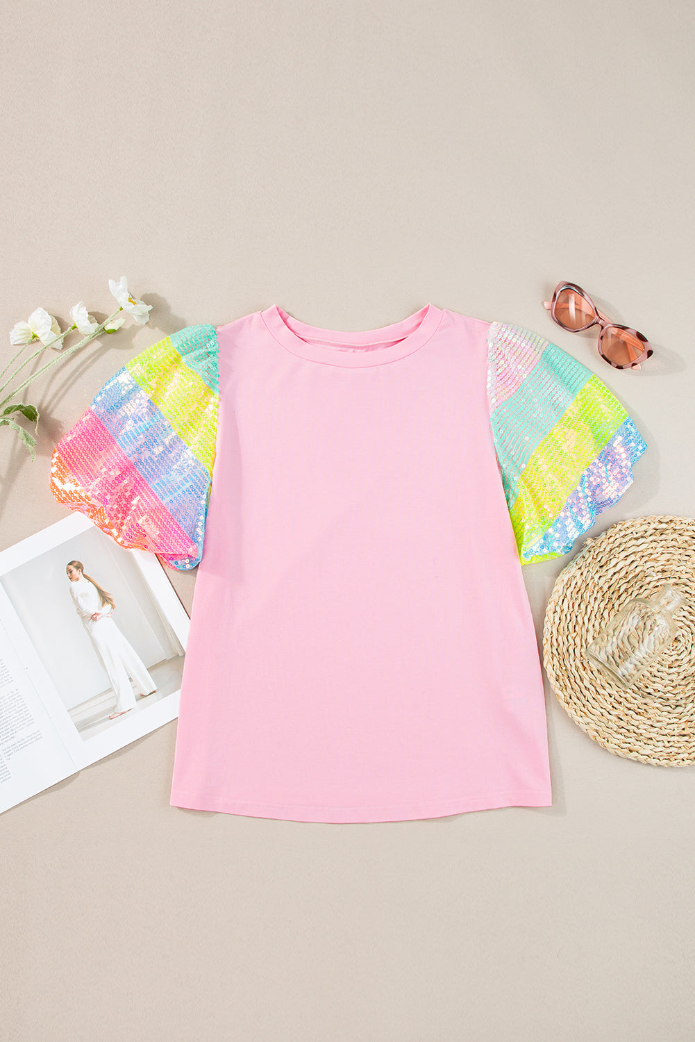 Rainbow Puff Sleeve Top -clearance