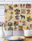 Vintage Cowboy Collage Set of 2 Dish Towels Made in America
