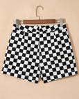 Checker Denim Pocketed Overlap Skort