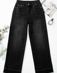 Denim Raw Hem Straight Leg Jeans