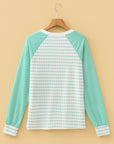Stripe Raglan Patchwork Long Sleeve Top